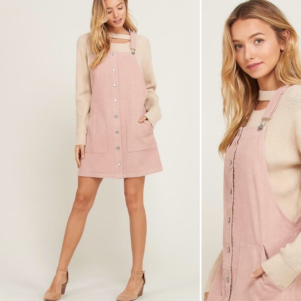 LOVE THESE! Pink Corduroy Overall Skirts - Picture 1 of 3
